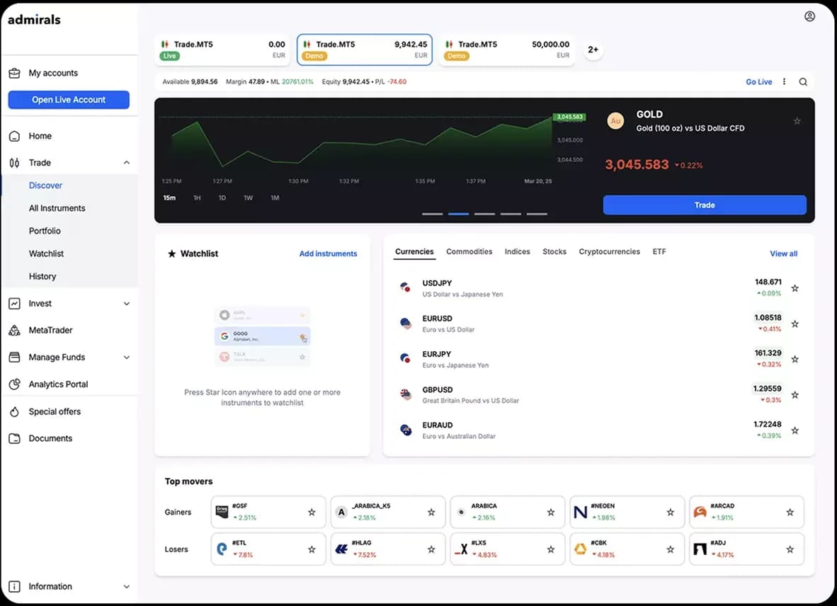 Admirals Platform — screenshot